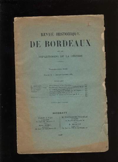 Revue historique de Bordeaux et du dpartement de la Gironde n 4