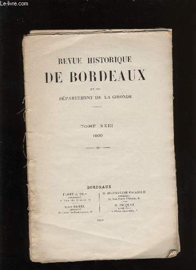 Revue historique de Bordeaux et du dpartement de la Gironde n 3