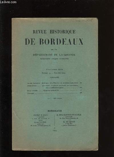 Revue historique de Bordeaux et du dpartement de la Gironde n 3