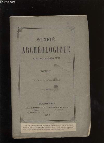 Socit archologique de Bordeaux - Tome III - Fascicule n 2