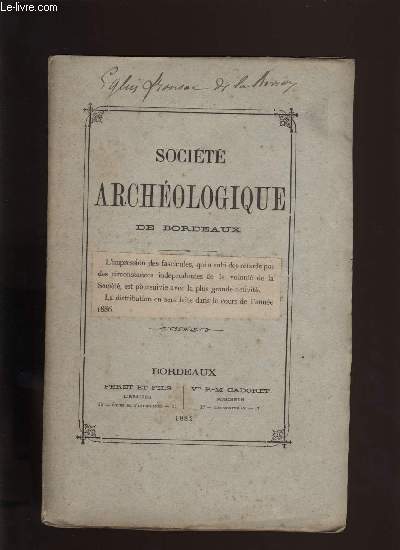 Socit archologique de Bordeaux - Tome IX - Fascicule n 2