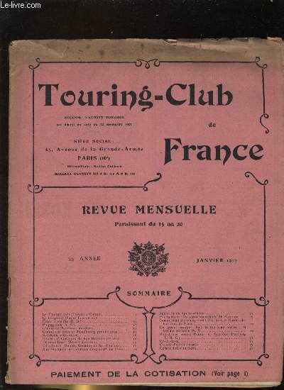 TOURING - CLUB DE FRANCE . 22e anne .