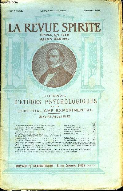 REVUE SPIRITE - JOURNAL D'ETUDES PSYCHOLOGIQUES