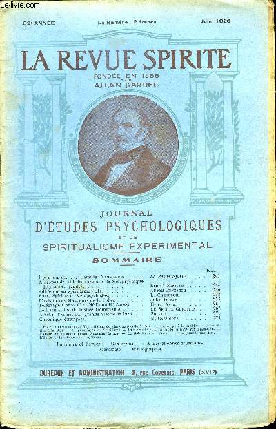 REVUE SPIRITE - JOURNAL D'ETUDES PSYCHOLOGIQUES