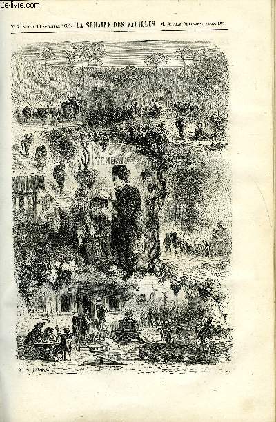 LA SEMAINE DES FAMILLES 1ERE ANNEE N 7.LES VENDANGES AUX BORDS DU RHIN PAR FELIX-HENRI, UNE SOIREE CHEZ ROBERT-HOUDIN PAR RENE, ELEGANCES DU FOYER: LA PISCICULTURE AU SALON PAR MAURICE GERMA