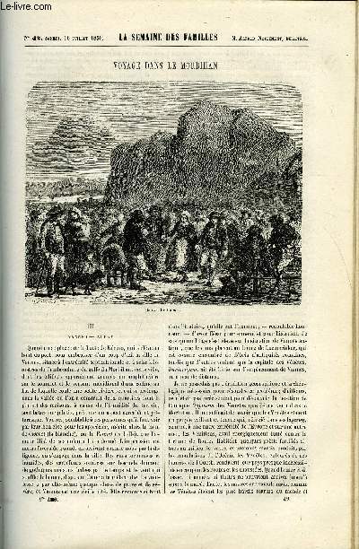 LA SEMAINE DES FAMILLES 1ERE ANNEE N 42 - VOYAGE DANS LE MORBIHAN III DE ALFRED NETTEMENT, SCENES INTIMES (SUITE ET FIN) DE E. FRANC, PROMENADES ET PROMENEURS DE MAURICE GERMA, LA CHARITE DANS LE BUREAU DE BIENFAISANCE DE F. DE GRANET