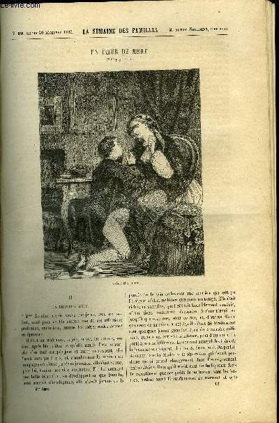 LA SEMAINE DES FAMILLES 5EME ANNEE N12 - UN COEUR DE MERE II DE ANNA EDIANEZ, DE PARIS A ARGENTEUIL XIII DE G. DE CADOUDAL, ESQUISSE SUR LA PHOTOGRAPHIE (FIN) DE FELIX N, CRITIQUE - BIBLIOTHEQUE ILLUSTREE DES FAMILLES DE FELIX-HENRI