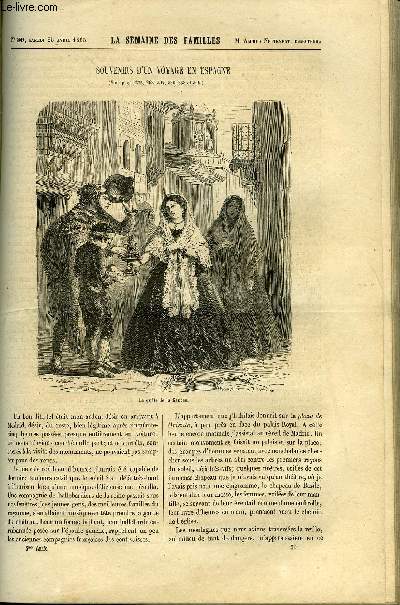 LA SEMAINE DES FAMILLES 5EME ANNEE N30 - SOUVENIRS D'UN VOYAGE EN ESPAGNE DE RENE DE LA RICHARDAYS, UN HARDI COUP DE MAIN II DE LUDOVIC HAMON, TYPES ABOLIS - LA DISEUSE DE BONNE AVENTURE DE RENE, FELIX MENDELSSOHN BARTHOLDY DE LEON ARBAUD