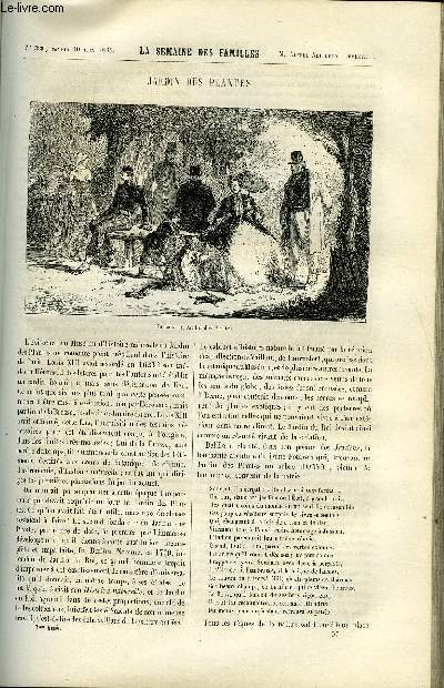 LA SEMAINE DES FAMILLES 7EME ANNEE N37 - JARDIN DES PLANTES DE FELIX-HENRI, HIGH-ROOK DE F.H. DE BARTHELEMY, CORRESPONDANCE DE MARQUIS DE ROYS, LISZT DE RENE, LES POISSONS VOYAGEURS III DE G. DE LA LANDELLE, SALON 1865 IV DE ALFRED NETTEMENT