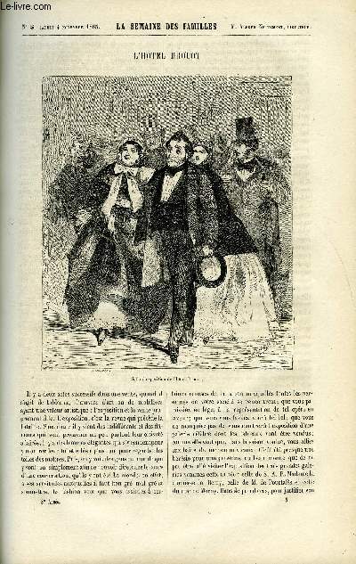 LA SEMAINE DES FAMILLES 8EME ANNEE N5 - L'HOTEL DROUOT DE FELIX-HENRI, LA CLEF D'OR VI DE ZENAIDE FLEURIOT, LES QUATRES COINS DE PAUL DE FRANCE, LE CHATEAU DE WINDSOR DE ALFRED NETTEMENT, NOTRE-DAME DE LIESSE DE CHARLES VIENNOT