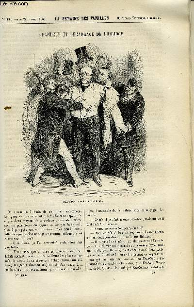 LA SEMAINE DES FAMILLES 8EME ANNEE N17 - GRANDEUR ET DECADENCE DE PHILIDOR DE RENE, LE DON D'UNE FILLE LAIDE IX DE MAURICE BARR, AU CLAIR DE LA LUNE DE PAUL DE FRANCE, MADRID DE C. LAWRENCE, LA BALEINE III DE G. DE LA LANDELLE