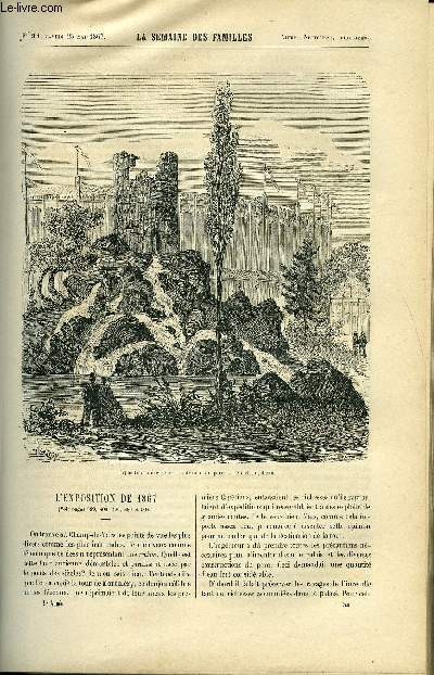 LA SEMAINE DES FAMILLES 9EME ANNEE N34 - L'EXPOSITION DE 1867 DE ALFRED NETTEMENT FILS, FRERE PAUL VI DE ETIENNE MARCEL, UN DESSIN DE M. PAUL FLANDRIN DE BERNARD LOZES, LE SENECHAL DE RENE, UN DEVOUEMENT DE A. DE VIGUERIE,SALON DE 1867 III DE A NETTEMENT