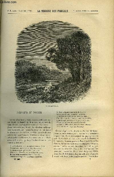 LA SEMAINE DES FAMILLES 11EME ANNEE N7 - PAYSAGES ET POESIE DE FELIX-HENRI, ETUDES D'HISTOIRES ET PORTRAITS III DE ALFRED NETTEMENT, JE VOUDRAIS ETRE ENCORE ENFANT DE JOSEPH BAILLIT, L'EXPOSITION MARITIME DU HAVRE DE ALFRED NETTEMENT FILS