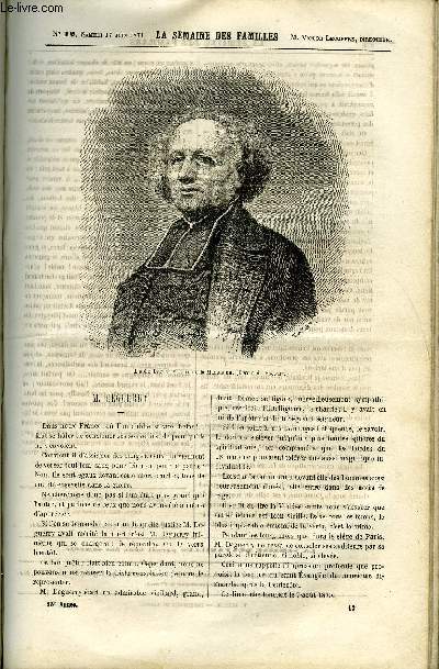 LA SEMAINE DES FAMILLES 13EME ANNEE N12 - M. DEGUERRY DE CHARLES VIENNOT, LE PAYS DU FER VIII DE ALFRED DES ESSARTS, PARIS SOUS LA COMMUNE DE C. MARCOU, LA PHILOSOPHIE D'UNE LARME DE L. BAILLEUL, PETITES CAUSES, GRANDS EFFETS DE MARIE GUERRIER DE HAUPT