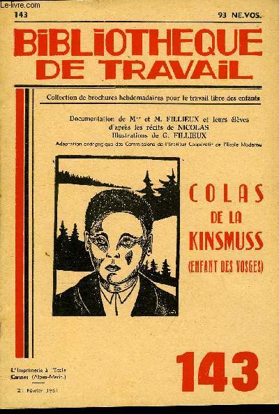 BIBLIOTHEQUE DE TRAVAIL N143 - COLAS DE LA KINGMUSS (ENFANT DES VOSGES)