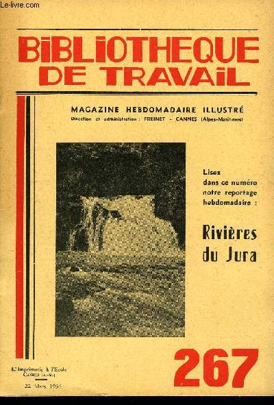 BIBLIOTHEQUE DE TRAVAIL N267 - RIVIERES DU JURA