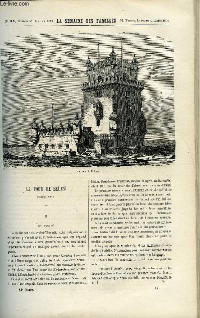 LA SEMAINE DES FAMILLES 14EME ANNEE N17 - LA TOUR DE BELEM II DE ALFRED SEGUIN, CAUSERIES LITTERAIRES DE G. DE CADOUDAL, LES PECHEURS DE HIPPOLYTE AUDEVAL, AIGLE ET COLOMBE XXIII DE ZENAIDE FLEURIOT