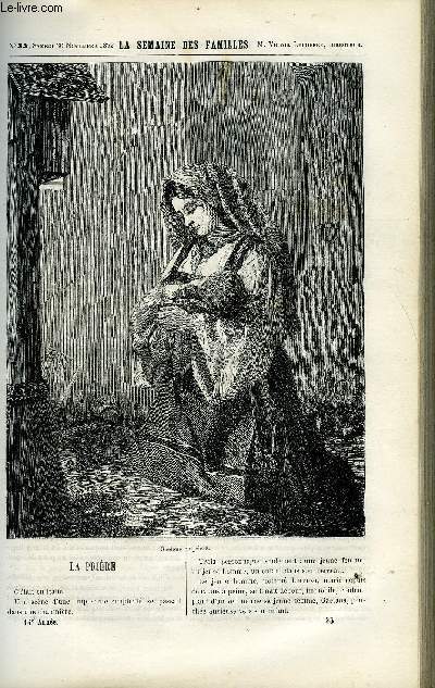 LA SEMAINE DES FAMILLES 14EME ANNEE N35 - LA PRIERE DE ELIE VERNON, LE ROI DE GAND IX DE HENRY CAUVAIN, HOTEL DE VILLE DE BREME DE BATHILD BOUNIOL, JULIEN - CHRONIQUE TOULONNAISE XI DE LA COMTESSE DE LA ROCHERE, LA TOUR DES OMBRES DE SABIN ARESSY