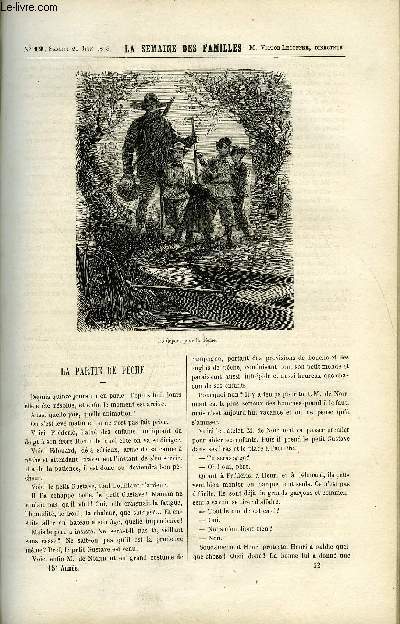 LA SEMAINE DES FAMILLES 15EME ANNEE N12 - LA PARTIE DE PECHE DE ELIE VERNON, LA VIERGE DE MAI XV DE HIPPOLYTE AUDEVAL, PELERINAGE A PARAY-LE-MONIAL DE ANTONIN LIRAC, LES RUINES DE L'HOTEL DE VILLE DE PARIS DE HENRY CAUVAIN, BARBOX FRERES ET CIE IV