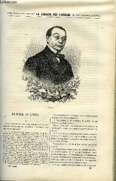 LA SEMAINE DES FAMILLES 15EME ANNEE N35 - SOUVENIRS DE L'OPERA DE CHARLES VIENNOT, UNE IDOLE V DE ZENAIDE FLEURIOT, LA METHODE MATERNELLE DE G. DE LA LANDELLE, LE VOYAGEUR (FIN) DE MICHEL AUBRAY