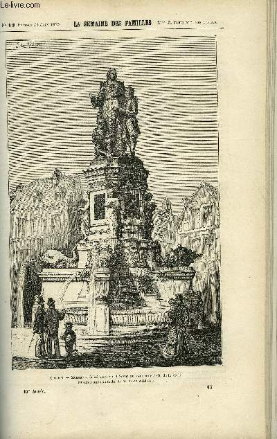 LA SEMAINE DES FAMILLES 17EME ANNEE N13 - SALUT POETIQUE DE CLAUDIUS HEBRARD, MONSIEUR NOSTRADAMUS XII DE ZENAIDE FLEURIOT, LE SEIGLE DE R. SAINT-VICTOR, SALON DE 1875 II DE MME DE MAUCHAMPS, LE MUR MITOYEN DE MME DE STOLZ