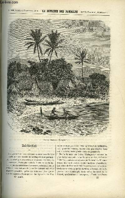 LA SEMAINE DES FAMILLES 17EME ANNEE N23 - MADAGASCAR DE ELIE VERNON, MONSIEUR NOSTRADAMUS XXV DE ZENAIDE FLEURIOT, MATHIEU DE DOMBASLE DE BATHILD BOUNIOL, LA FUITE EN EGYPTE V DE G. DE LA LANDELLE, LA SCIENCE A DEMONTRE IV DE TH. DESDOUITS