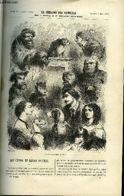 LA SEMAINE DES FAMILLES 18EME ANNEE N6 - LES CHIENS ET LEURS MAITRES DE ELIE VERNON, UN FRUIT SEC VII DE ZENAIDE FLEURIOT, LA VIE DANS LA MAISON DE XAVIER MARMIER, DECAMPS DE BATHILD BOUNIOL, NOTRE-DAME DE LIESSE DE AUGUSTE LE PAS