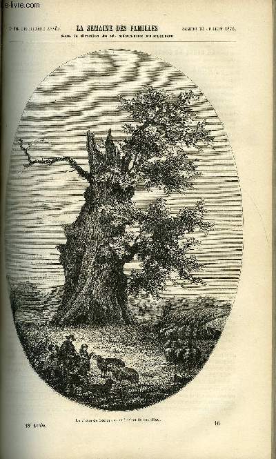 LA SEMAINE DES FAMILLES 18EME ANNEE N16 - LE CHENE DE CORTESSEM DE ELIE VERNON, LE MENEUR DE LOUPS VII DE ALFRED DES ESSARTS, CHEMIN DE FER DIRECT DE PARIS A LONDRES DE MARQUIS DE ROYS, LE COTOPAXI DE BATHILD BOUNIOL, UN FRUIT SEC XIX DE ZENAIDE FLEURIOT