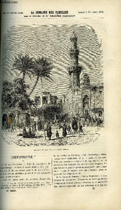 LA SEMAINE DES FAMILLES 18EME ANNEE N36 - CONSTANTINOPLE DE MGR MISLIN, UNE LETTRE DE MONSEIGNEUR LE COMTE DE CHAMBORD DE HENRY, LA BELLE-ETOILE IX DE PAUL FEVAL, BELLOT (RENE-JOSEPH) DE BATHILD BOUNIOL, UN FRUIT SEC XIX DE ZENAIDE FLEURIOT