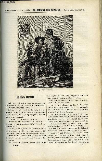 LA SEMAINE DES FAMILLES 24EME ANNEE N46 - UNE BONNE NOUVELLE DE H. DE L., SOURIS XIX DE L. MUSSAT, VOYAGE EN EGYPTE IV DE C. VIENOT, SOUVENIR DE VOYAGE DE A. D'O..., BIBLIOGRAPHIE DE PRINCESSE W, L'AGUILANEUF DE OSCAR HAVARD