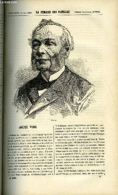 LA SEMAINE DES FAMILLES 26EME ANNEE N11 - ADOLPHE WURTZ DE O. HAVARD, LES ENFANTS DE RAVINOL ET LE SIEGE DE LYON DE G. DE LA LANDELLE, L'ANCIEN BATAVIA DE S. DUSSIEUX, MARCEAU V DE THERESE-ALPHONSE KARR, MENTON-PARIS DE ZENAIDE FLEURIOT