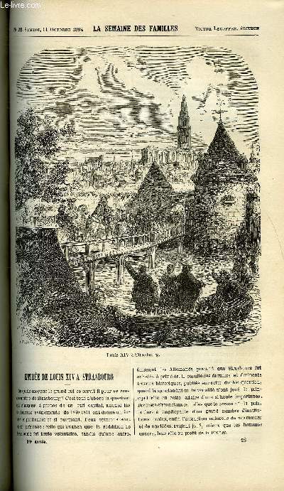 LA SEMAINE DES FAMILLES 26EME ANNEE N28 - ENTREE DE LOUIS XIV A STRASBOURG DE CH. BARTHELEMY, LES ENFANTS DE RAVINOL ET LE SIEGE DE LYON X DE G. DE LA LANDELLE, SAINT VINCENT DE PAUL DE G. DE CADOUDAL, SCENES MARITIMES DE LEONTINE ROUSSEAU