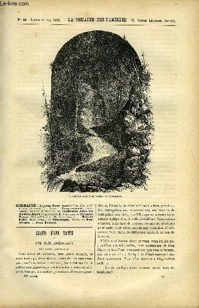 LA SEMAINE DES FAMILLES 34EME ANNEE N12 - LECONS D'UNE TANTE DE LIA SAUL, TROP SAVANTE DE LUCIEN DARVILLE, EXCURSION DANS LES HAUTES-ALPES DE E. VALVILLE, PREMIER NUAGE DE M. AIGUEPERSE, MORTS ET FAITS DE JEAN FURET