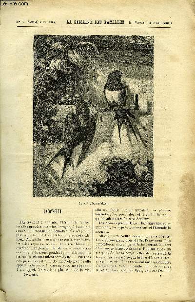 LA SEMAINE DES FAMILLES 36EME ANNEE N6 - INCONSOLEE DE M. HUETTE, VINGT MILLIONS DE DOT DE CHARLOTTE DE L'HOMERANGE, BISKRA ET SES ENVIRONS DE E. VALVILLE, L'HERITAGE DE 93 DE ARTHUR DOURLIAC, LE MONUMENT DE PALESTRO DE E. GERFEU, LES SALONS DE 1894