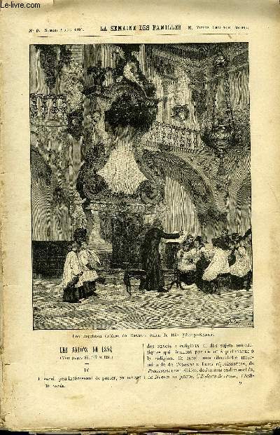 LA SEMAINE DES FAMILLES 36EME ANNEE N9 - LES SALONS DE 1894 IV DE E. TROGAN, L'IVROGNE ET LE VELOCIPEDE DE JEAN DRAULT, LES EVEQUES PENDANT LA REVOLUTION DE ABBE SICARD, LECONS D'UNE TANTE DE LIA SAUL, MODE PRATIQUE DE LA COMTESSE BERTHE