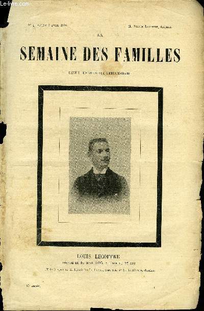 LA SEMAINE DES FAMILLES 37EME ANNEE N1 - SUR LES COTES DE BRETAGNE DE MARIUS SEPET, LES MESURES DE LONGUEUR DANS L'ANTIQUITE DE GABRIEL ARDANT, LES DEUX SECRETS VI DE CHARLES DE VITIS, LECONS D'UNE TANTE DE LIA SAUL, AUTOUR D'UN DRAME