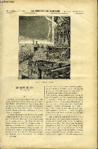 LA SEMAINE DES FAMILLES 37EME ANNEE N8 - LES SALONS DE 1895 II DE E. TROGAN, DANS LE VIEUX CLOCHER DE ETIENNE MARCEL, ALEXANDRIE DE E. VALVILLE, LES DEUX SECRETS DE CHARLES DE VITIS