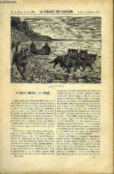 LA SEMAINE DES FAMILLES 37EME ANNEE N21 - UN FLEUVE SIBERIEN : LE YENISEI DE E. VALVILLE, LE CRI DE GUERRE VIII DE C. DE L'HOMERANGE, MODES ET CONSEILS PRATIQUES DE LA COMTESSE BERTHE, LA BOITE A GANTS DE P. LETOURNEUR, SAINT BENOIT DE AUGUSTIN DUTOUR