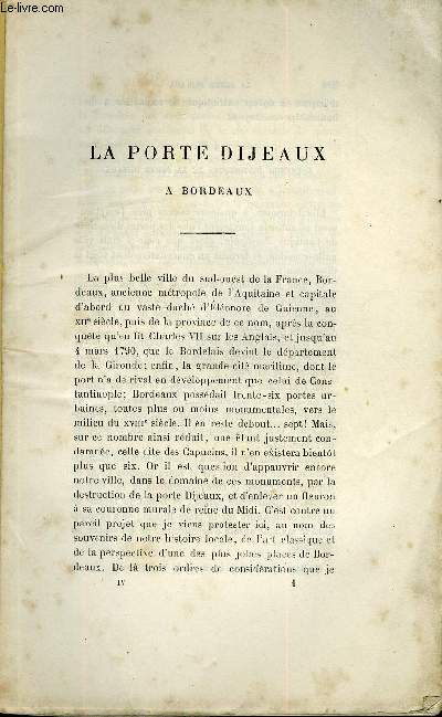 BULLETIN MONUMENTAL 5e SERIE, TOME 10, 48e COLLECTION N4 - LA PORTE DIJEAUX A BORDEAUX PAR L'ABBE CORBIN, AUTEL CIRCULAIRE DE BESANCON PAR ROHAULT DE FLEURY