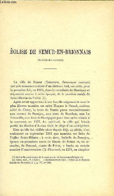BULLETIN MONUMENTAL 79e VOLUME DE LA COLLECTION, N3-4 - EGLISE DE SEMUR-EN-BRIONNAIS PAR ANDRE RHEIN