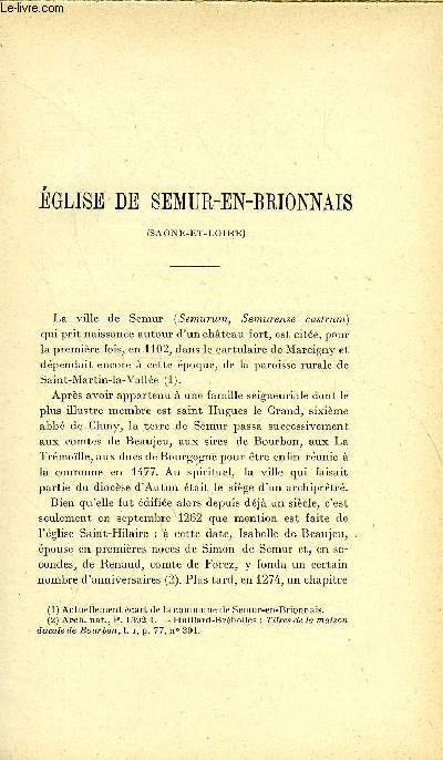 BULLETIN MONUMENTAL 79e VOLUME DE LA COLLECTION, N3-4 - EGLISE DE SEMUR-EN-BRIONNAIS PAR ANDRE RHEIN