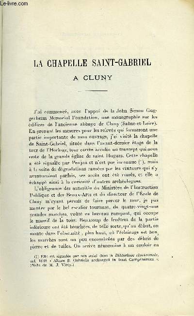 BULLETIN MONUMENTAL 87e VOLUME DE LA COLLECTION N1-2 - LA CHAPELLE SAINT-GABRIEL A CLUNY PAR KENNETH CONANT