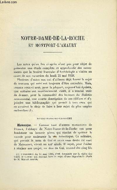 BULLETIN MONUMENTAL 87e VOLUME DE LA COLLECTION N°3-4 - NOTRE-DAME-DE-LA-ROCHE ET MONFORT-L'AMAURY PAR ANDRE RHEIN