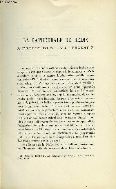 BULLETIN MONUMENTAL 88e VOLUME DE LA COLLECTION N1-2 - LA CATHEDRALE DE REIMS A PROPOS D'UN LIVRE RECENT PAR L. DEMAISON