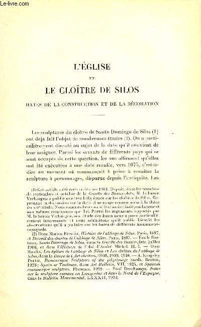 BULLETIN MONUMENTAL 91e VOUME DE LA COLLECTION N1 - L'EGLISE ET LE CLOITRE DE SILOS DATES DE LA CONSTRUCTION ET DE LA DECORATION PAR GEORGES GAILLARD