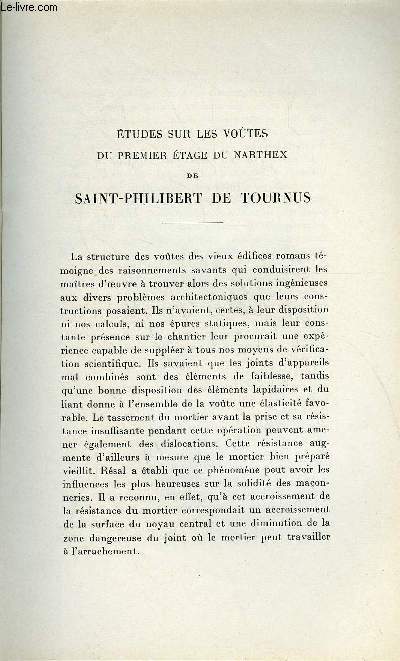 BULLETIN MONUMENTAL 92e VOLUME DE LA COLLECTION N1 - ETUDES SUR LES VOUTES DU PREMIER ETAGE DU NARTHEX DE SAINT-PHILIBERT DE TOURNUS PAR LOUIS BARBIER