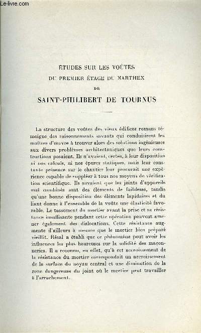 BULLETIN MONUMENTAL 92e VOLUME DE LA COLLECTION N1 - ETUDES SUR LES VOUTES DU PREMIER ETAGE DU NARTHEX DE SAINT-PHILIBERT DE TOURNUS PAR LOUIS BARBIER