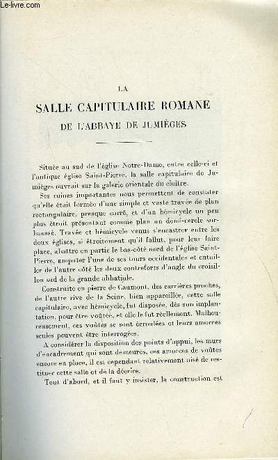 BULLETIN MONUMENTAL 93e VOLUME DE LA COLLECTION N3 - LA SALLE CAPITULAIRE RAMNE DE L'ABBAYE DE JUMIEGES PAR G. LANFRY