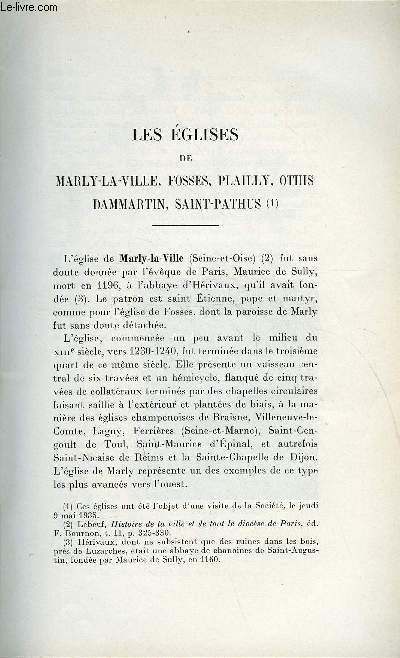 BULLETIN MONUMENTAL 94e VOLUME DE LA COLLECTION N3 - LES EGLISES DE MARLY-LA-VILLE, FOSSES, PLAILLY, OTHIS DAMMARTIN, SAINT-PATHUS PAR MARCEL AUBERT