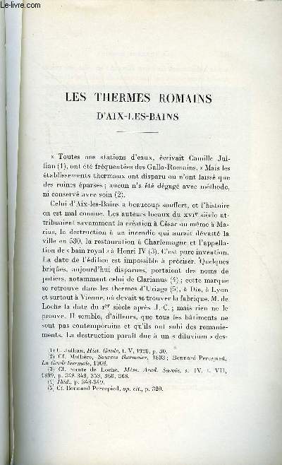 BULLETIN MONUMENTAL 95e VOLUME DE LA COLLECTION N1 - LES THERMES ROMAINS D'AIX-LES-BAINS PAR A. CHAUVEL ET P. WUILLEUMIER